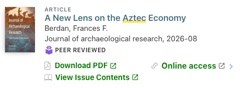A university search engine result showing the peer-reviewed stamp